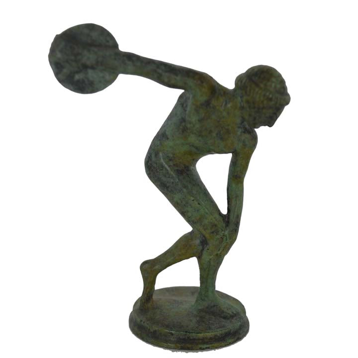 Discobolus miniature statue - Ancient Greek bronze Discus thrower reproduction