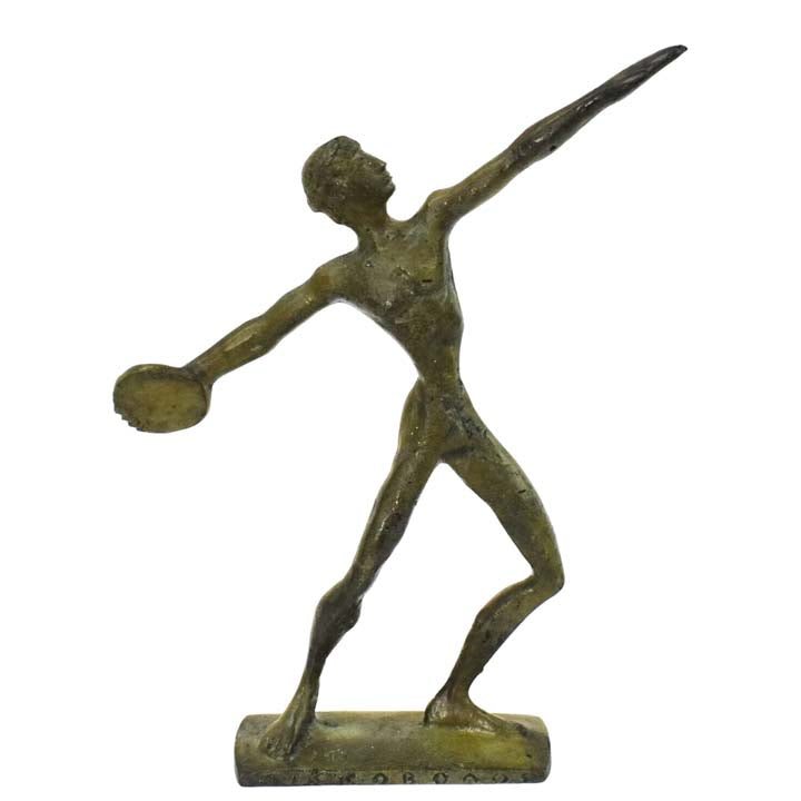 Discus Thrower Athlete Pure Bronze figurine statue - Olympic Games sport