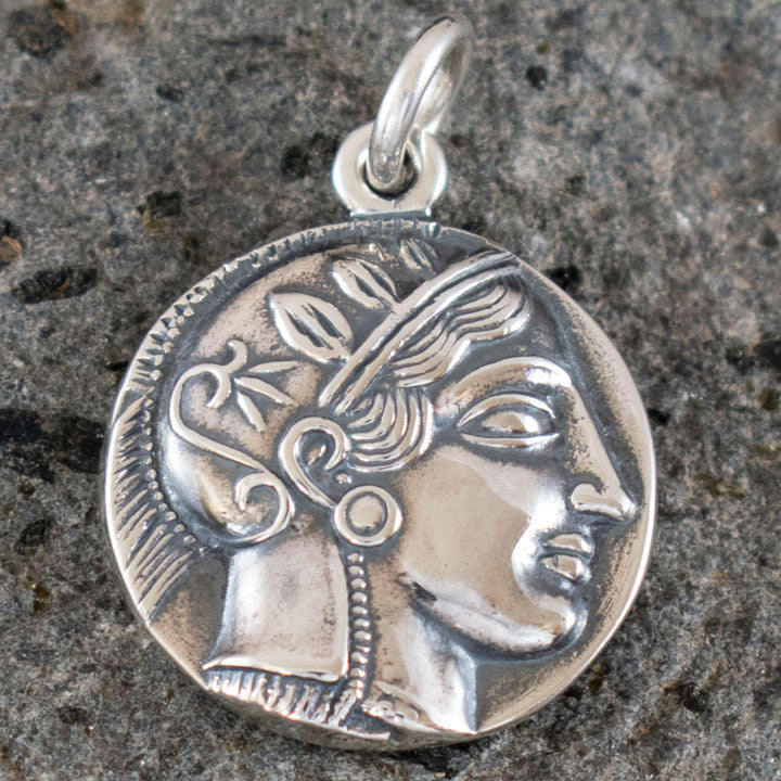 Athens Tetradrachm - Goddess Athena & Owl of Wisdom Large Silver Pendant