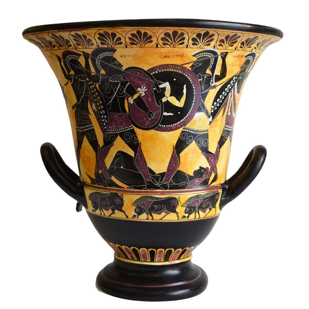 Achilles Hector Menelaos Paris -Trojan War Theme - Krater - Museum Replica