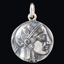 Load image into Gallery viewer, Athens Tetradrachm - Goddess Athena &amp; Owl of Wisdom Large Silver Pendant
