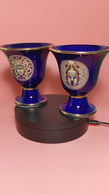 Load and play video in Gallery viewer, Medusa and Helmet Design Pythagorean 2 cups high quality set Pythagoras blue
