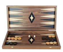 Load image into Gallery viewer, 15&quot; Walnut Backgammon Chess Set - Olive wood chips
