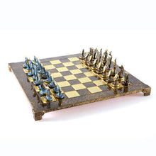 Load image into Gallery viewer, Cycladic Art Large Chess Set - Bronze Material - Brown Handmade Board
