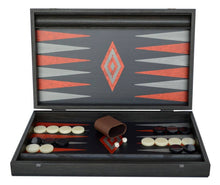 Load image into Gallery viewer, Argento Black Silver Backgammon Set - Handmade with Walnut Wood - Red inside
