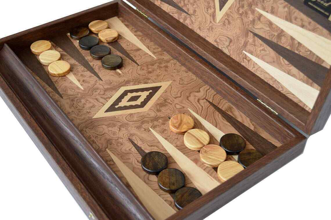 Walnut Blur Backgammon Set - Olive wood checkers - Handmade in Greece