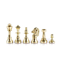 Load image into Gallery viewer, Classic Metal Staunton Chess Set - Brass Nickel Pawns - Green chess Board
