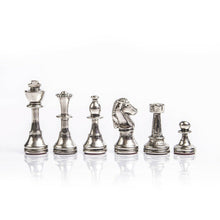 Load image into Gallery viewer, Classic Metal Staunton small Chess Set - Brass Nickel Pawns - Green chess Board
