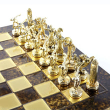 Load image into Gallery viewer, Discus Thrower Chess Set - Brass Nickel Pawns - Brown chess Board
