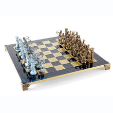 Load image into Gallery viewer, Archers Large Chess Set - Blue Copper Pawns - Blue chess Board
