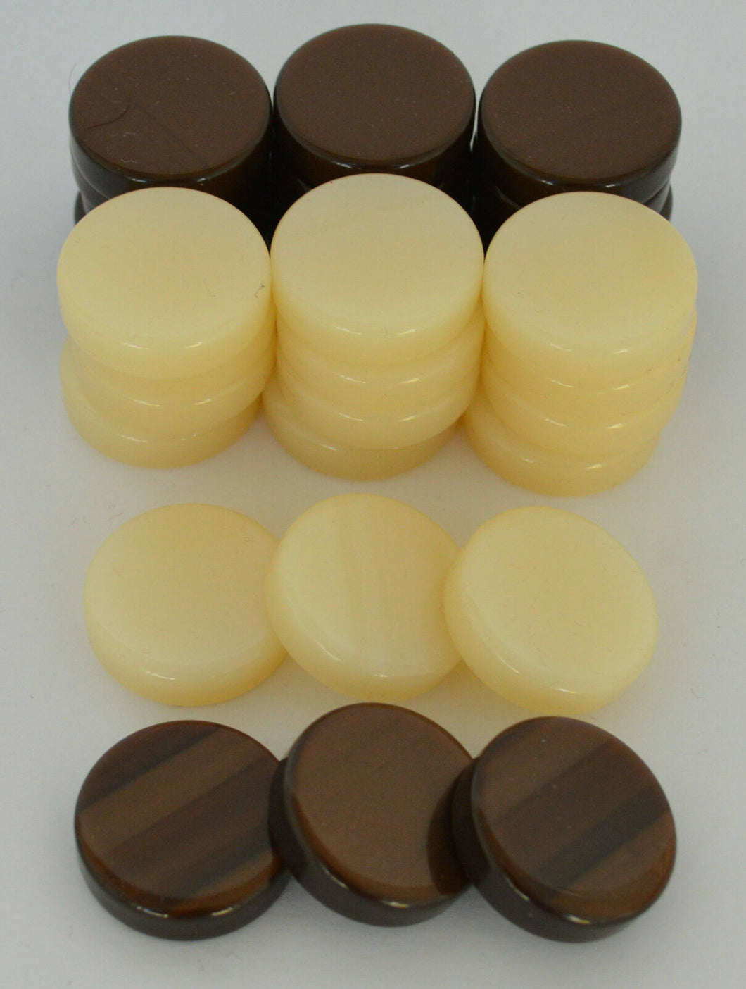 30 Small Acrylic Backgammon Checkers - Chips Brown & Ivory 1 inch - High Quality