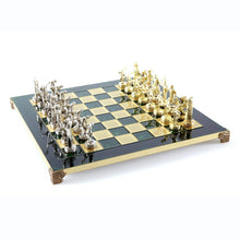 Load image into Gallery viewer, Discus Thrower Chess Set - Brass Nickel Pawns - Green chess Board
