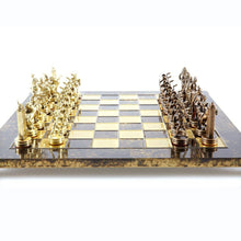 Load image into Gallery viewer, Greek Mythology Chess Set - Brass Copper Pawns - Brown chess Board
