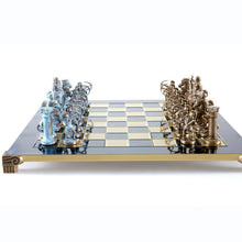 Load image into Gallery viewer, Archers Large Chess Set - Blue Copper Pawns - Blue chess Board
