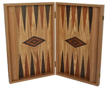 Load image into Gallery viewer, Olive wood 19&quot; Backgammon set - Handmade in Greece - Olive wood chips
