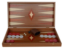 Load image into Gallery viewer, Traditional Mahogany wood 19&quot; Backgammon Set - Red White checkers
