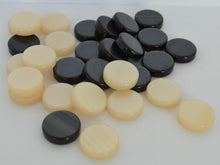 Load image into Gallery viewer, 30 Small Acrylic Backgammon Checkers - Chips Black &amp; Ivory 1 inch - High Quality
