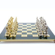 Load image into Gallery viewer, Renaissance Chess Set - Brass Nickel Pawns - Green chess Board
