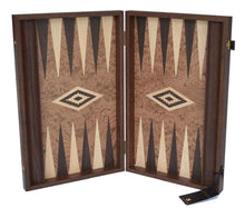 Load image into Gallery viewer, Walnut Blur Backgammon Set - Olive wood checkers - Handmade in Greece
