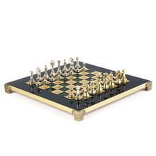 Load image into Gallery viewer, Classic Metal Staunton small Chess Set - Brass Nickel Pawns - Green chess Board
