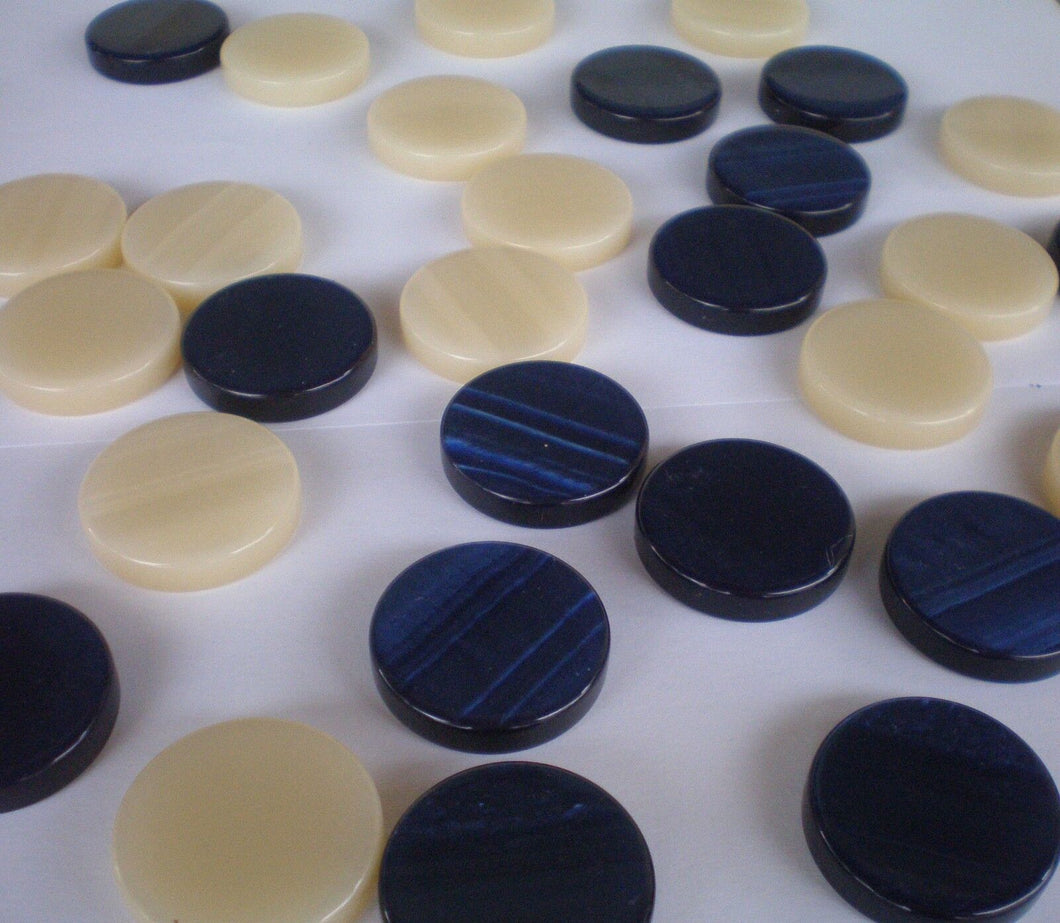 30 Acrylic Backgammon Checkers - Chips Blue & Ivory 1.4 inches - High Quality