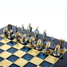 Load image into Gallery viewer, Cycladic Art Chess Set - Bronze Material - Blue Handmade chess Board
