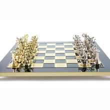 Load image into Gallery viewer, Hercules Chess Set - Brass Nickel Pawns - Green chess Board
