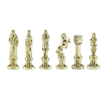 Load image into Gallery viewer, Renaissance Chess Set - Brass Nickel Pawns - Brown chess Board
