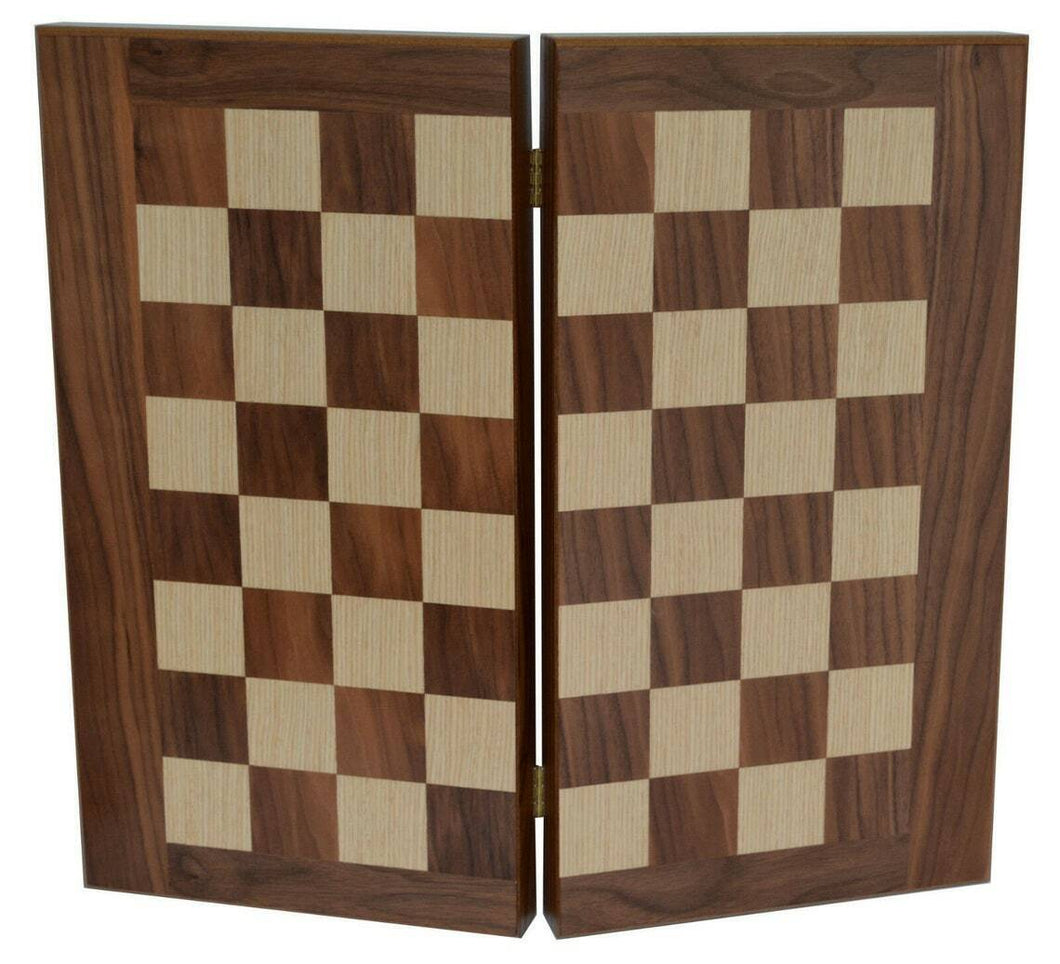 Traditional Walnut wood Backgammon - Chess Set - Olive chips