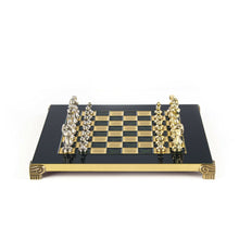 Load image into Gallery viewer, Classic Metal Staunton small Chess Set - Brass Nickel Pawns - Green chess Board
