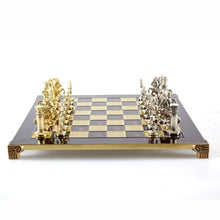 Load image into Gallery viewer, Greek Roman Army Large Chess Set - Brass Nickel Pawns - Red chess Board
