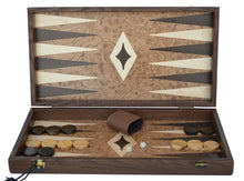 Load image into Gallery viewer, Walnut Burl Traditional 19&quot; Backgammon Set - Handmade in Greece - Olive checkers
