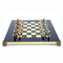 Load image into Gallery viewer, Cycladic Art Chess Set - Bronze Material - Blue Handmade chess Board
