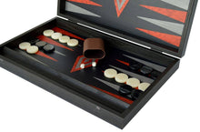 Load image into Gallery viewer, Argento Black Silver Backgammon Set - Handmade with Walnut Wood - Red inside
