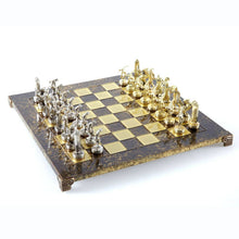 Load image into Gallery viewer, Discus Thrower Chess Set - Brass Nickel Pawns - Brown chess Board
