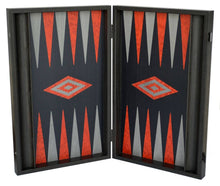 Load image into Gallery viewer, Argento Black Silver Backgammon Set - Handmade with Walnut Wood - Red inside
